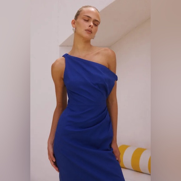 Seven Wonders Royal Blue Linen Blend Jaspin Midi Dress 10 - Picture 3 of 16
